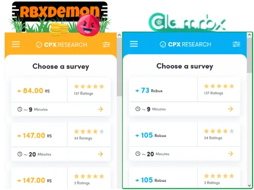RBXDemon payout for CPX Research, Claimrbx alternative proof