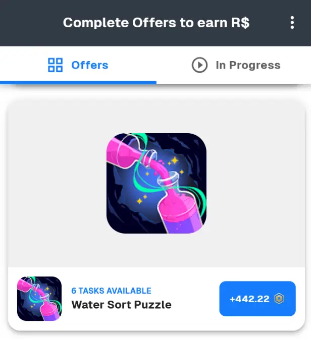 RBXDemon offerwall for Water Sort Puzzle